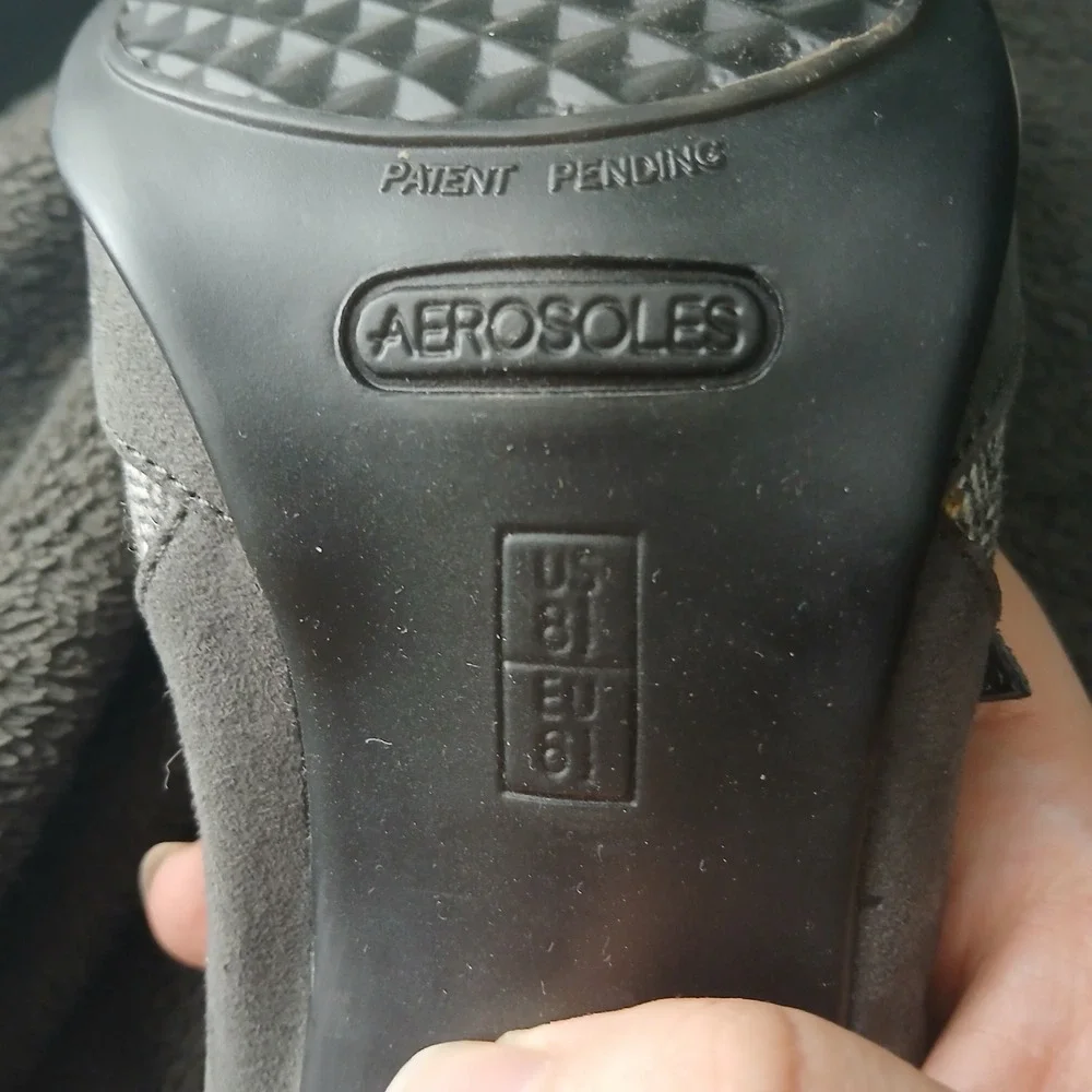 Aerosoles Roller‎ Rink Mary Jane Heels 8.5 Grey Herringbone Dark Academia Pump